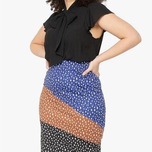 Eloquii Tie Neck Blouse with Flutter Sleeves Black Sz 24 NWT